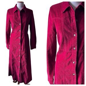 Vintage Chelsea Studios Red Corduroy Long Sleeve Dress Size M/L